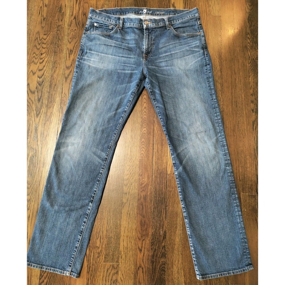 7 for All Mankind Carsen Jeans Men's 40 Inseam 33 Relax Fit Medium Wash Straight